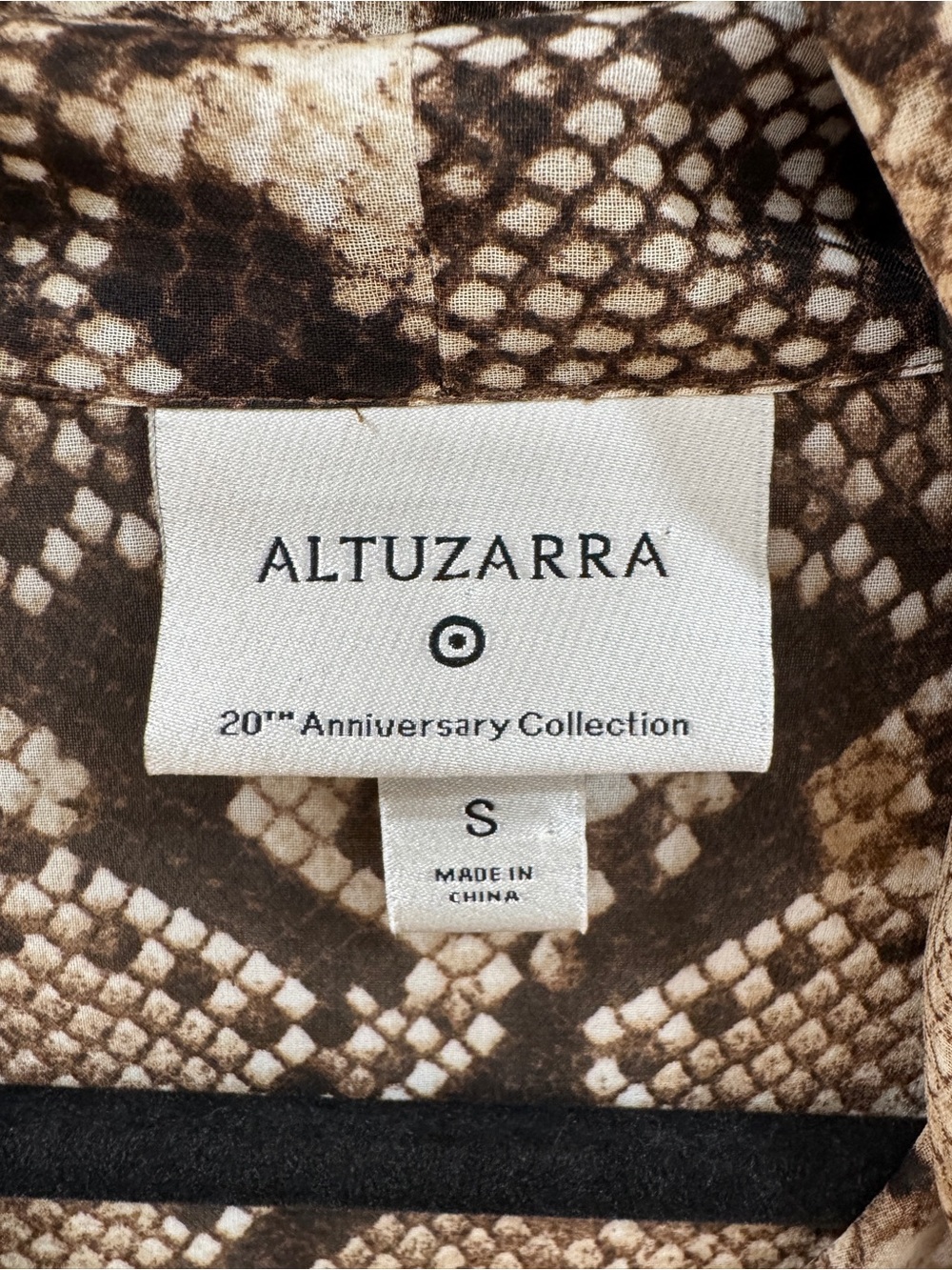 Altuzarra Snake-Print Tie-Neck Blouse Size S Brown and Black Animal Print Top - Picture 2 of 7